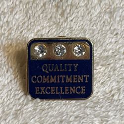 Gold Tone 3 CZ’s Quality Commitment Excellence Lapel Pin Back