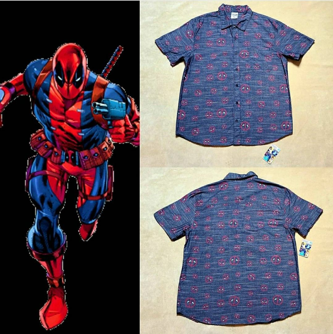 Deadpool button up marvel vintage shirt rare wolverine comic rap promo Sz-CL $55