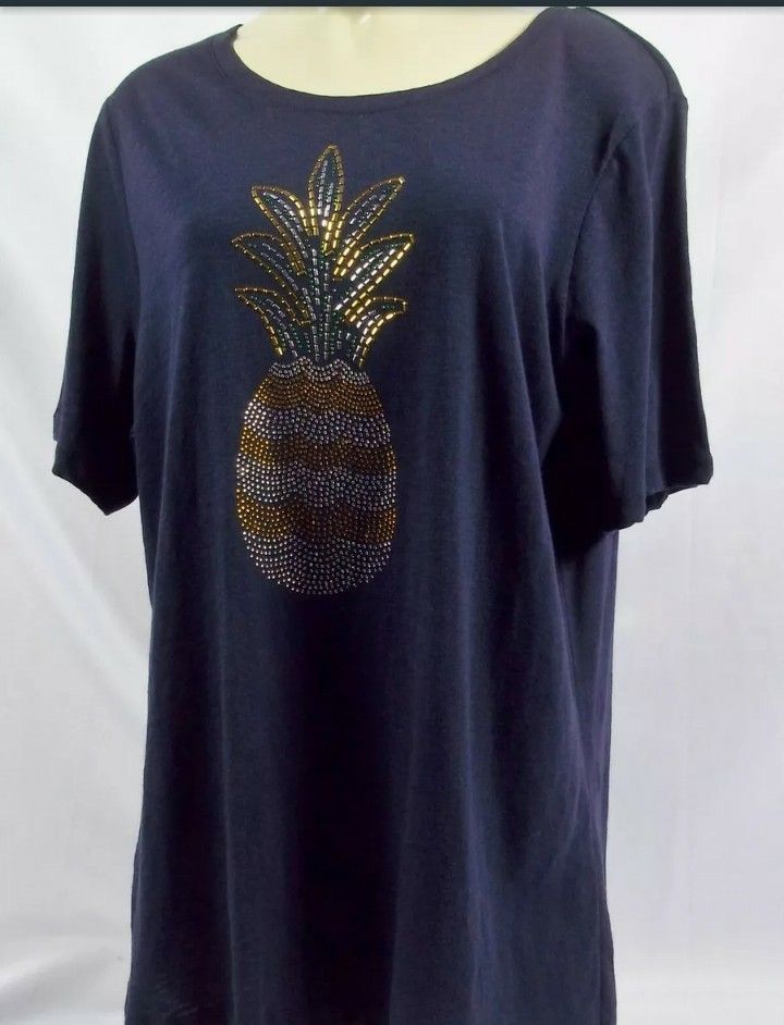 CJ Banks Pineapple Tropical Ladies Top 1X
