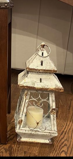 Distressed Metal Rustic Decorative Lantern 