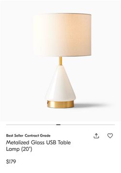 West Elm Metalized Glass USB Table Lamp (20”) – Like New