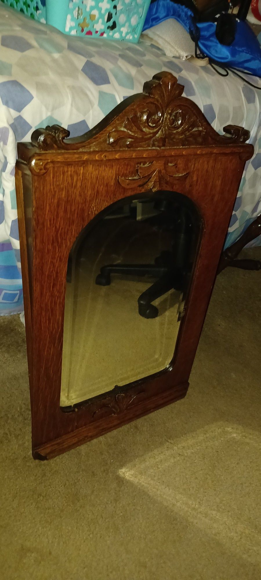 Old Antique Hanging Mirror With Storage On Top