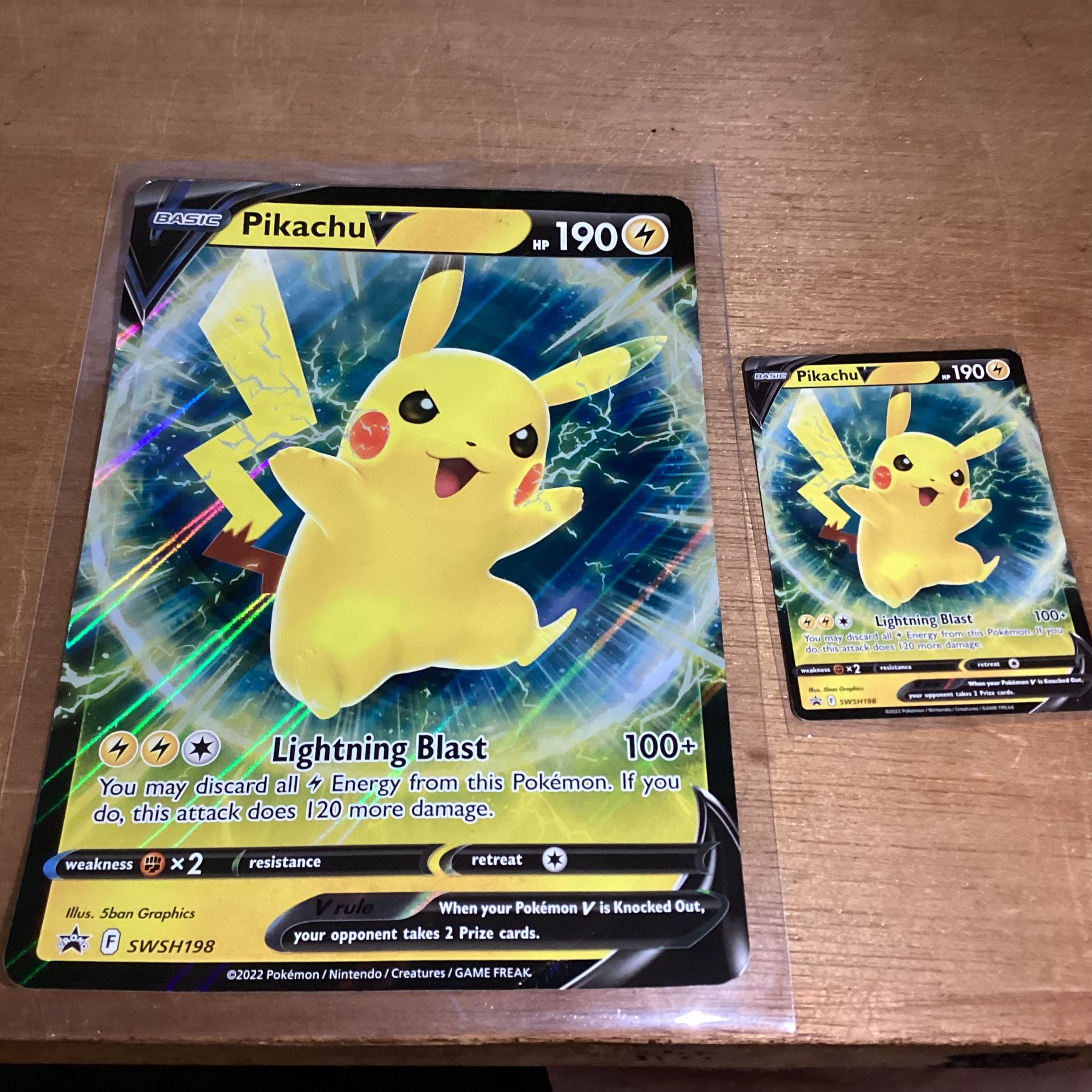 Pikachu V SWSH198 promo Regular and Jumbo pokemon Cards