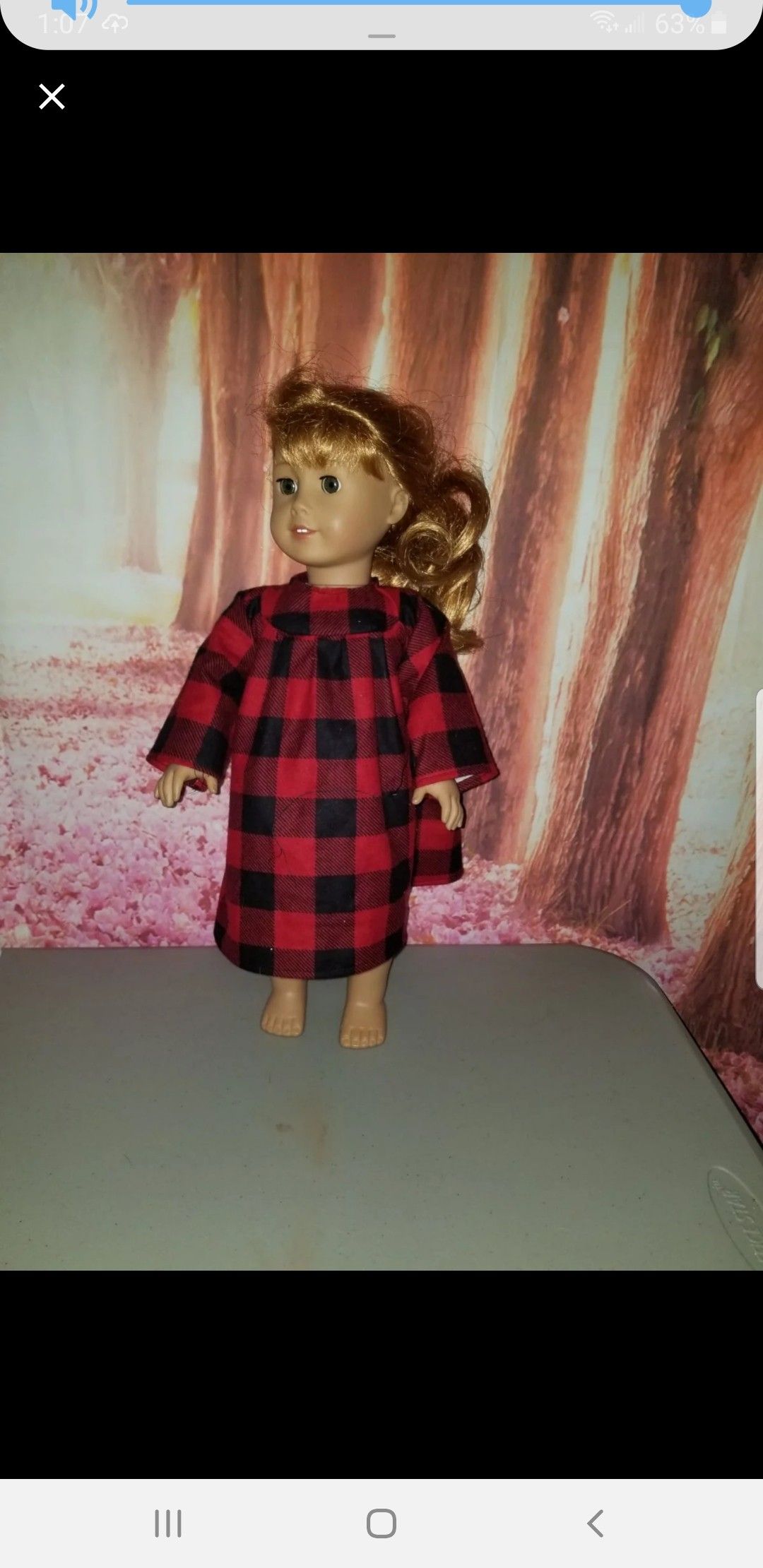 Buffalo Plaid doll night gown fit American girl