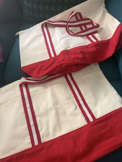Red and White Zipper Totes