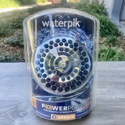 Waterpik 9 Spray Shower Head. Brand New Item. Retails For $33.98 At Home Depot With Tax Approximately. My Price To You For This New Item $23.00