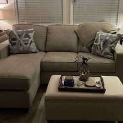 Beige Modern Reversible Sectional Sofa