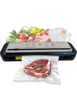 Vacuum Sealer Machine, Compact Design, One Touch Automatic, Seal in 10-20 Seconds, Dry, Moist, Wet, and Cold Modes, With 10 Vacuum Bags & Built-in Cut