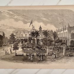 1869 Antique Plaza De Armas Captain General’s Palace Print Havana, Cuba