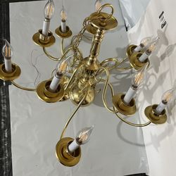 Vintage Brass 12 Light Chandelier 20"Hx26"W E87611 YCL