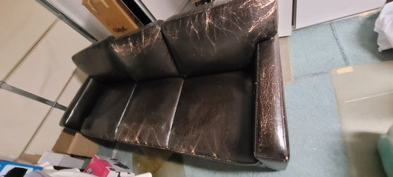 Brown Faux Leather Couch Free $0