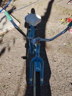 Blue Cruiser Bicycle with Floral Decals
