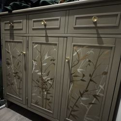 wooden grey and gold leaf storage cabinets clothing storage