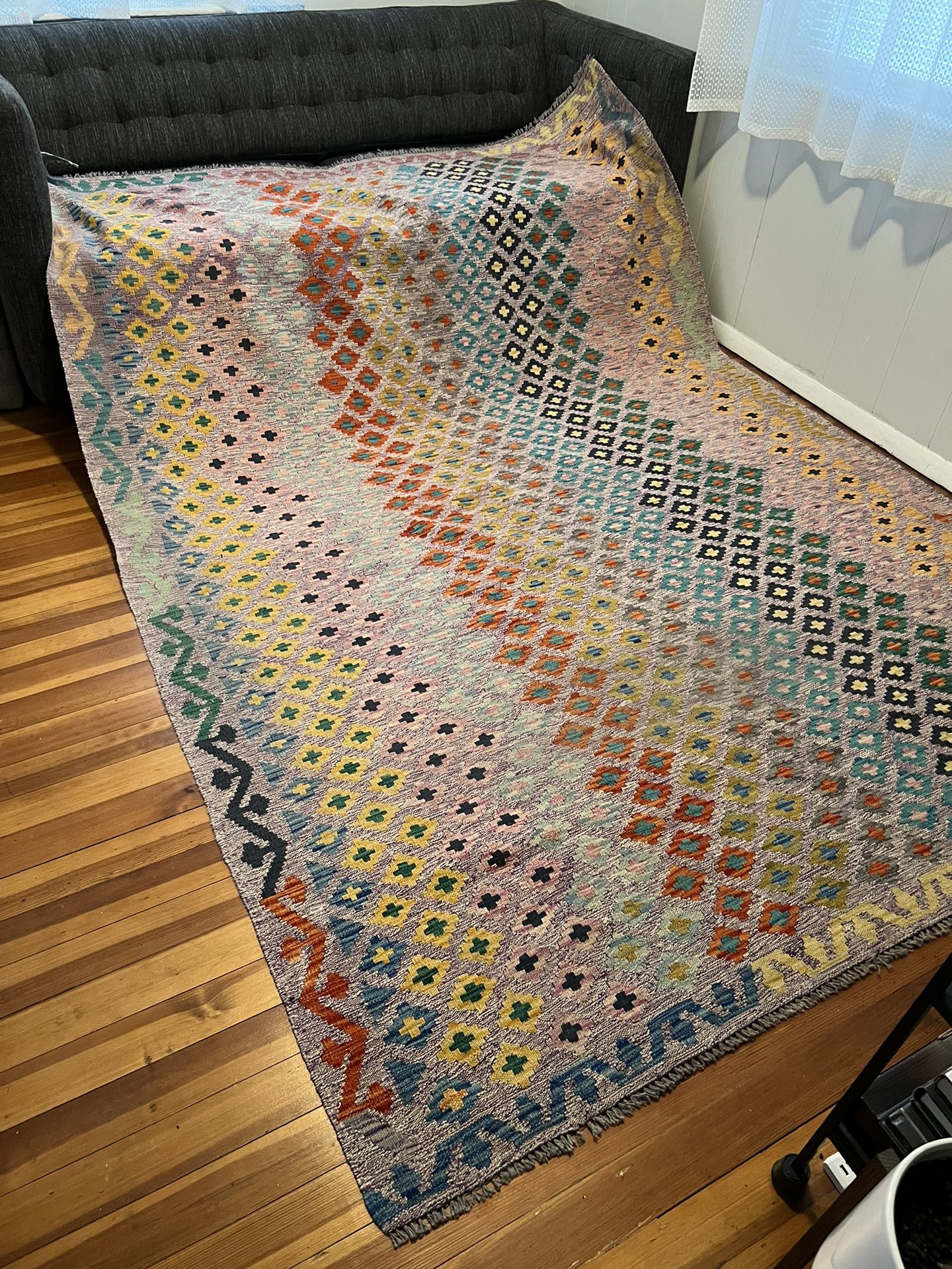 Colorful Wool Kilim rug 6x9