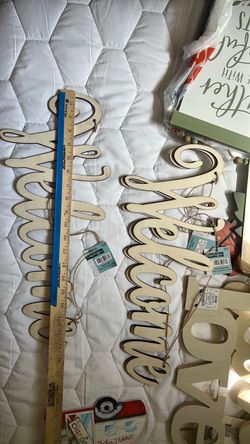 Wooden Script Word Cutout Signs Set of 2