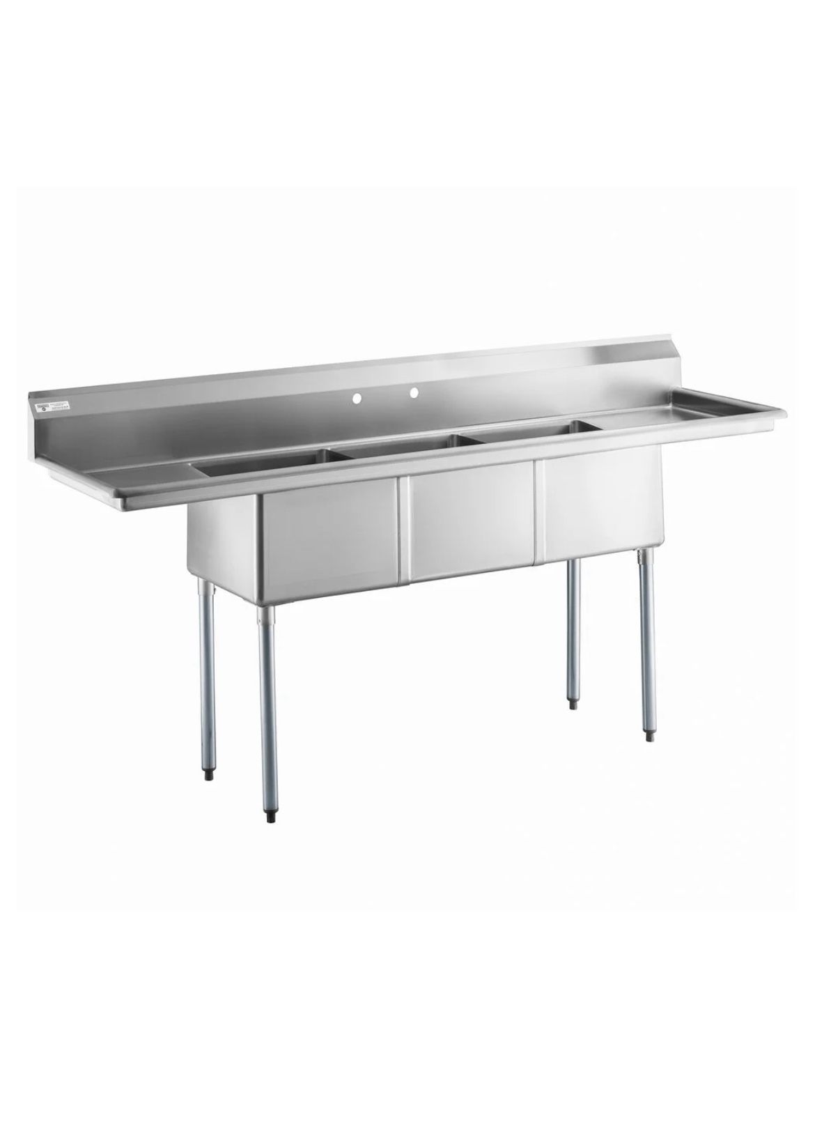 90” 3-Compartment Sink Stainless 18x18x12 W/ Drainboards