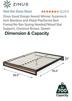 Queen Bed frame | 6 inch bamboo and metal