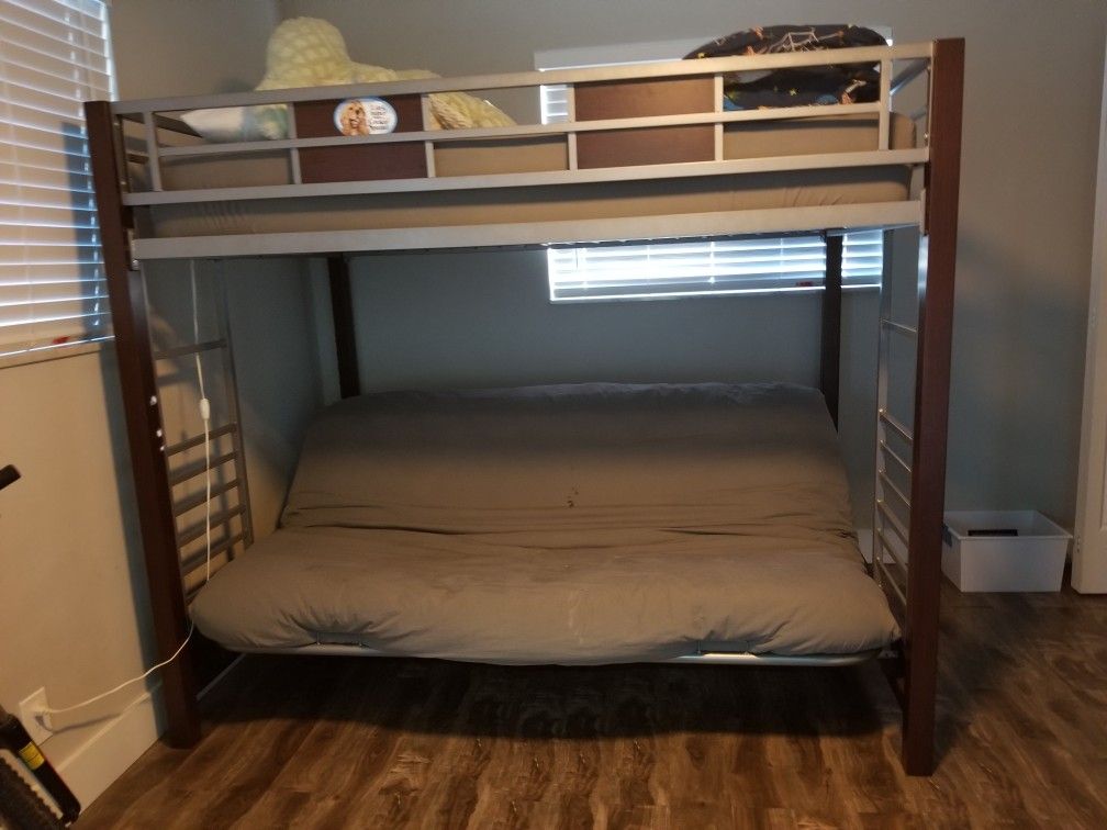 Twin bunk bed with futon