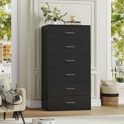 6 Drawer Dresser for Bedroom, Vertical Chest of Drawers Wood Storage Cabinet for Living Room