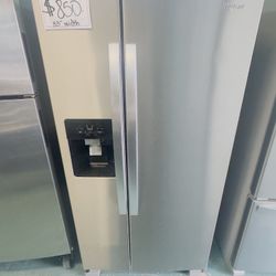 Whirlpool 33” Stainless Steel Side By Side Fridge 20% Off