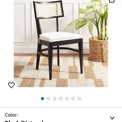Safavieh Home Collection Galway Coastal Black/Natural Cane Seat Cushion Dining Chair