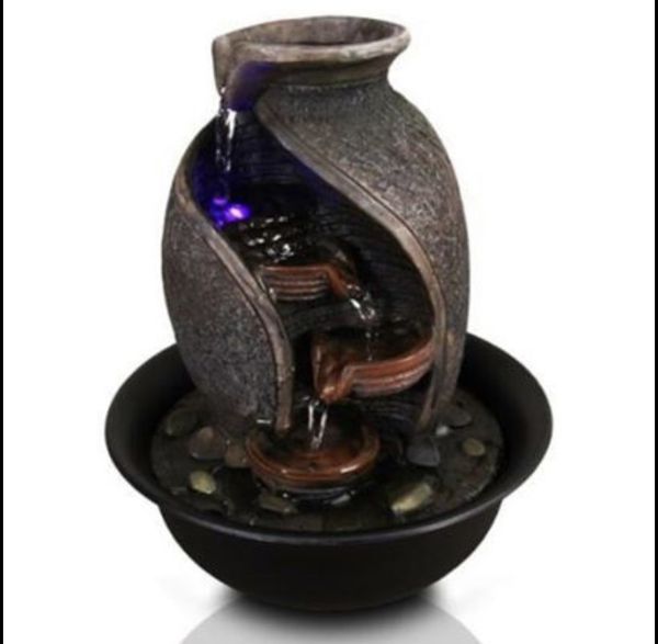 Serenelife 4 Tier Waterfall Electric Water Fountain Decor W Led