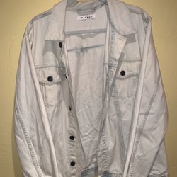 Mens L White Denim Jean Jacket