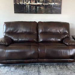 7’ Deep Brown Leather Couch