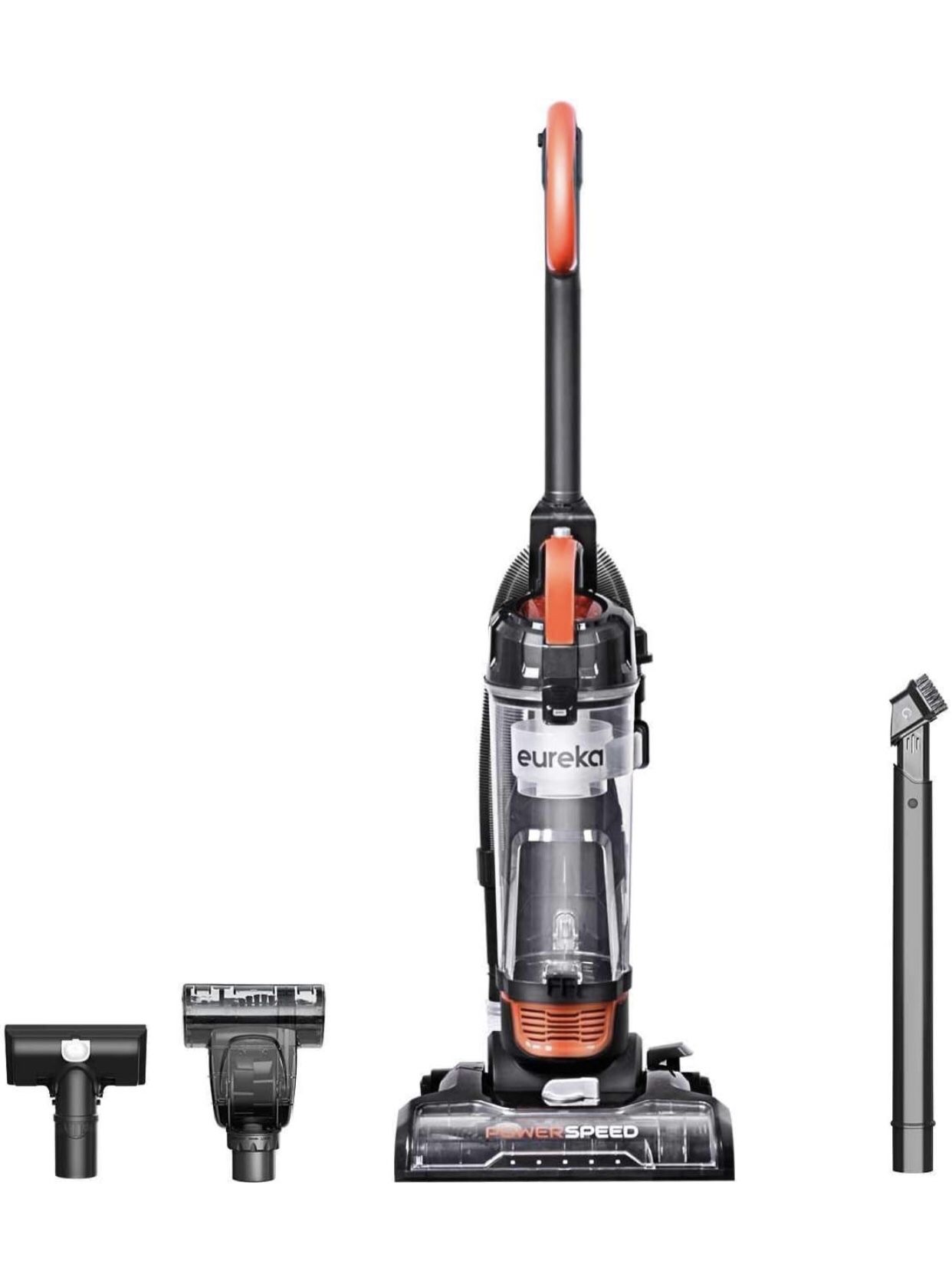 Eureka PowerSpeed Lightweight Powerful Upright Vacuum Cleaner for Carpet and Hard Floor, Turbo Spotlight with Pet Tool, Orange