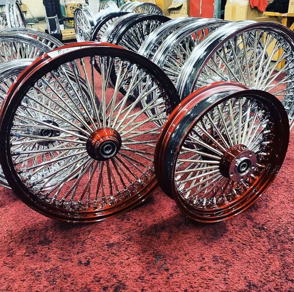 Harley Davidson wheels rims fat spoke skinny spoke powder