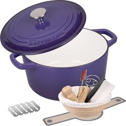 Enameled Cast Iron Dutch Oven Pot with Lid 6QT, Purple