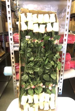 48 long stem ivory artificial roses -wedding centerpiece bouquet