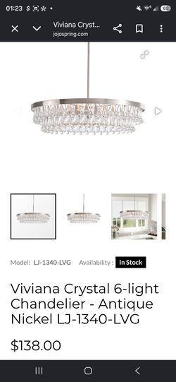 Crystal 6light nickel chandelier