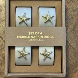 MARBLE STARFISH NAPKIN RINGS SET OF 4