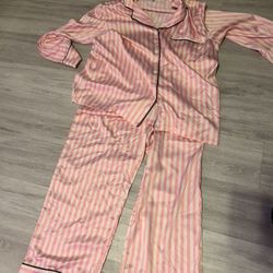 Womens Pink Striped Pajamas 