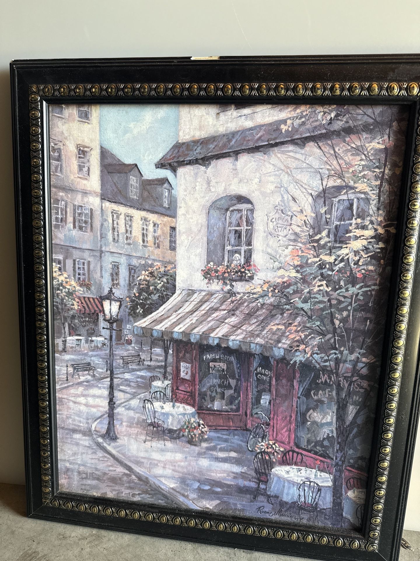 Framed “Paris Street Café” Art Print by Ruane Manning – 26”x32”