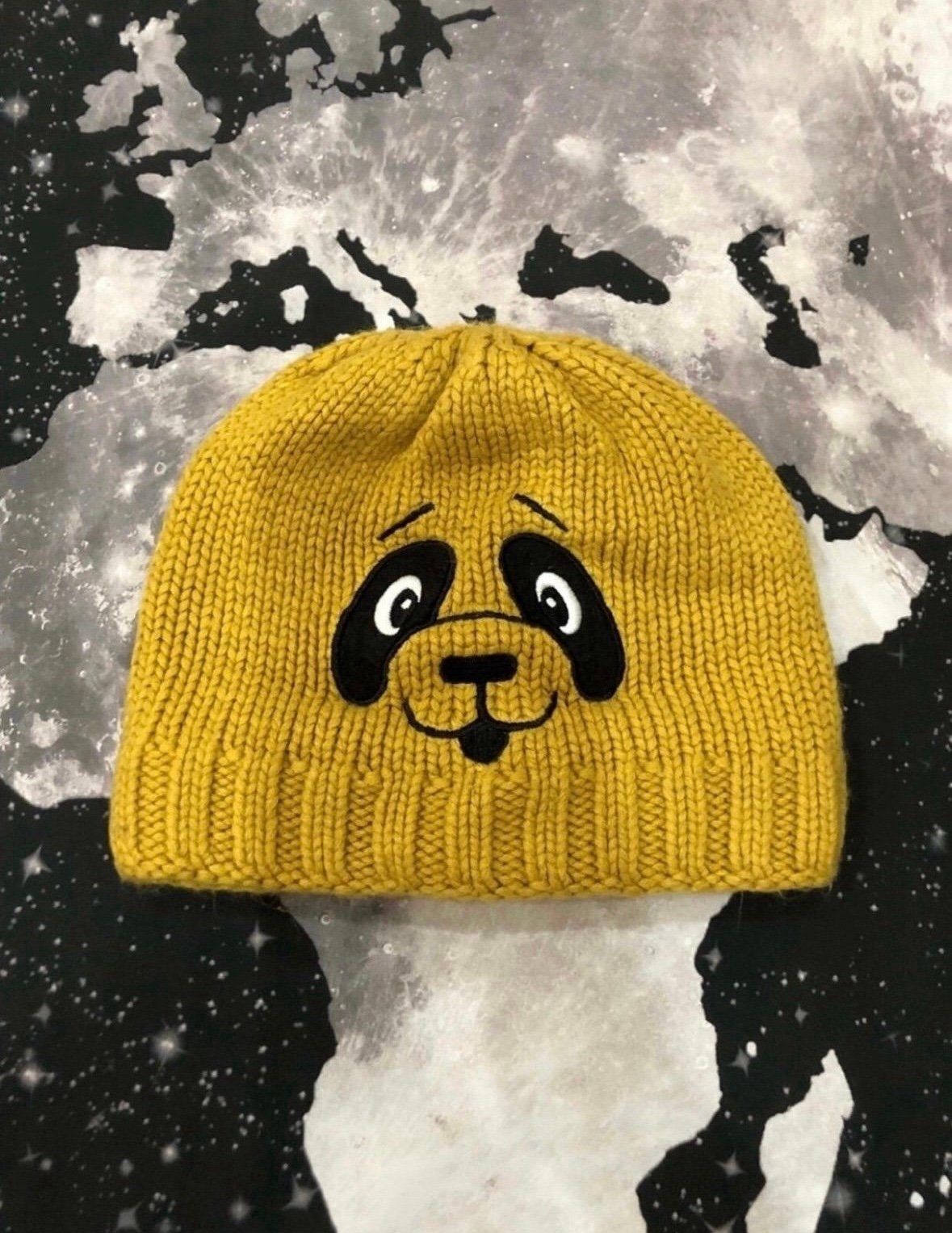 Panda Face Fleece Knit Beanie Hat