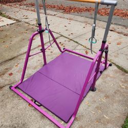Kids Gymnastics Kip Bar Set + Folding Mat & Rings
