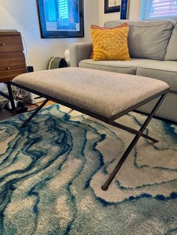 Modern Upholstered Ottoman/Bench with Solid Metal Frame