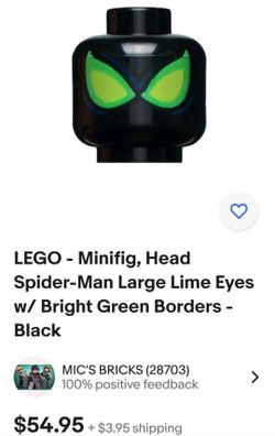 Spiderman (Rare) Head Lime Green Eyes Lego