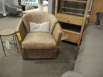 Rocky Mountain High Point Showroom Leather Swivel Chair - Taupe | Armchair