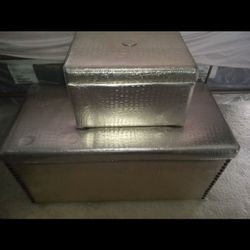 2 Pc Gold Bench Storage Set