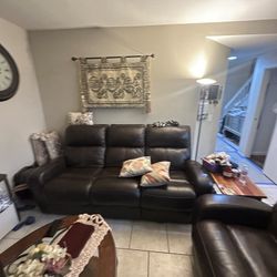 Leather Pull Out Couch X2