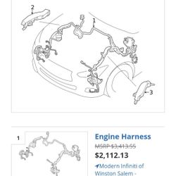 INFINITI/Nissan Complete Engine Room Wiring Harness. Part # 24012-4GA0D
