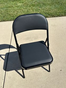 (8) Black Folding Chairs with Padded Seats