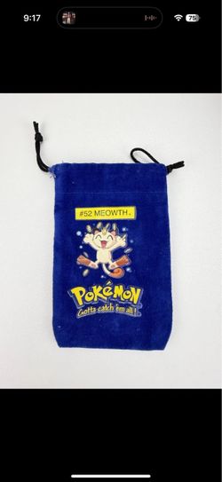 Vintage Pokemon #52 Meowth Blue Marble Collector Bag Pouch NO Marbles RARE
