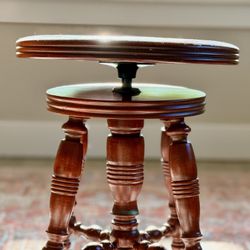 1900’s Victorian Mahogany Stool w/ Brass Claw Feet on Glass Ball