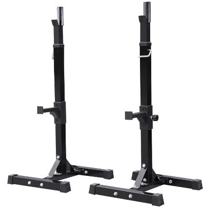 2PCS Adjustable Standard Solid Metal Squat Stands Rack Barbell Free Press Bench