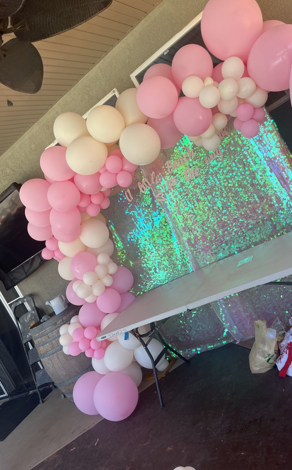 Pink and beige, balloon arch