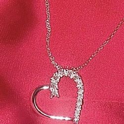Sterling Silver And Cubic Zirconia Heart Pendant on 18" Sterling Silver Chain